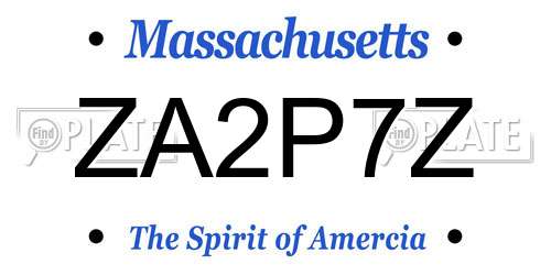 ZA2P7Z Massachusetts License Plate