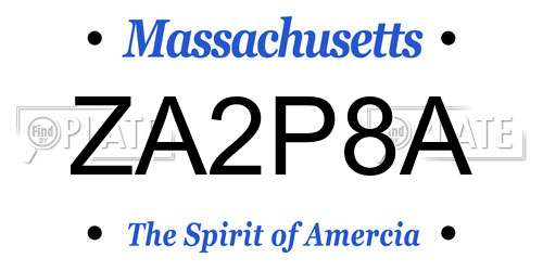 ZA2P8A Massachusetts License Plate