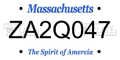 ZA2Q047 Massachusetts License Plate