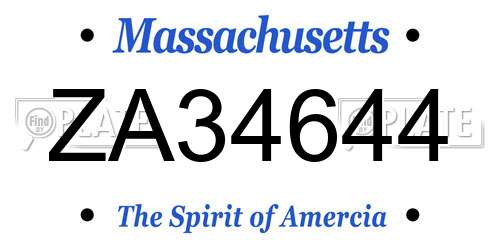 ZA34644 Massachusetts License Plate