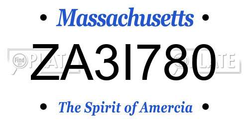 ZA3I780 Massachusetts License Plate