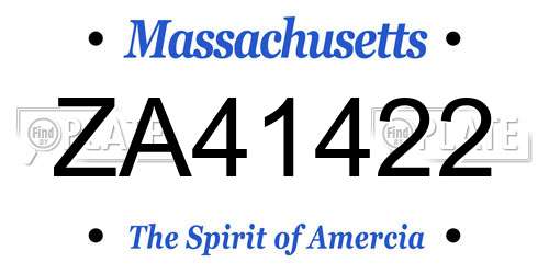 ZA41422 Massachusetts License Plate