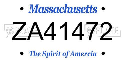 ZA41472 Massachusetts License Plate