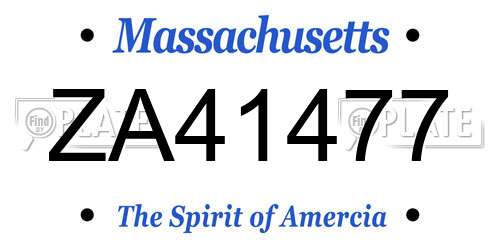ZA41477 Massachusetts License Plate