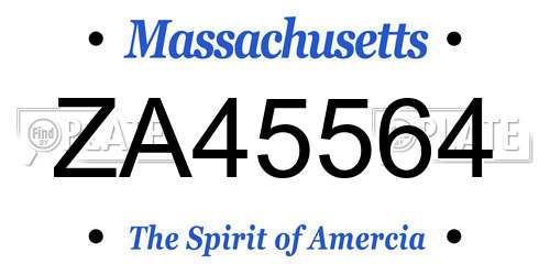 ZA45564 Massachusetts License Plate