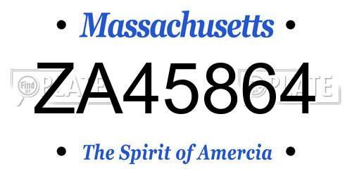 ZA45864 Massachusetts License Plate