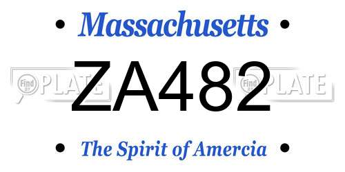 ZA482 Massachusetts License Plate