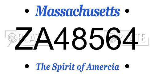 ZA48564 Massachusetts License Plate