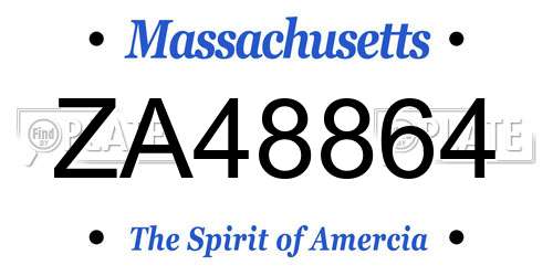 ZA48864 Massachusetts License Plate