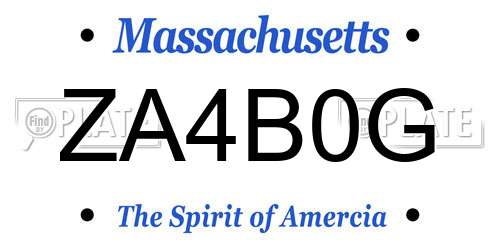 ZA4B0G Massachusetts License Plate