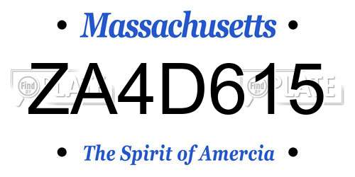 ZA4D615 Massachusetts License Plate