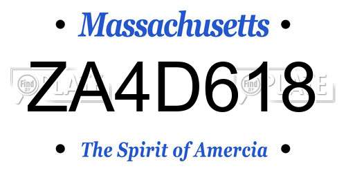 ZA4D618 Massachusetts License Plate