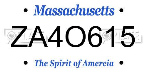 ZA4O615 Massachusetts License Plate