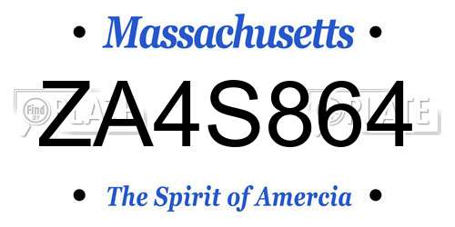 ZA4S864 Massachusetts License Plate