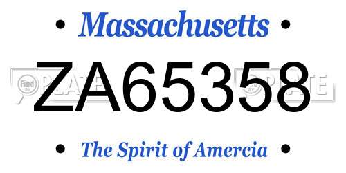 ZA65358 Massachusetts License Plate