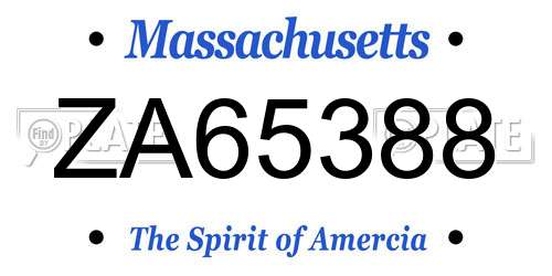 ZA65388 Massachusetts License Plate