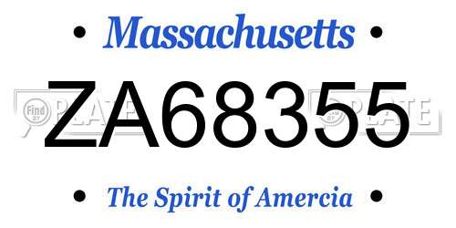 ZA68355 Massachusetts License Plate