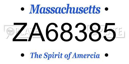 ZA68385 Massachusetts License Plate