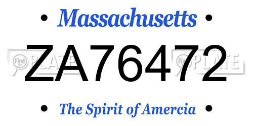 ZA76472 Massachusetts License Plate