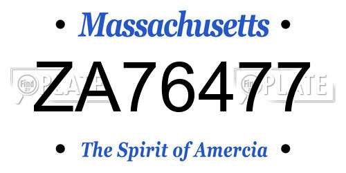 ZA76477 Massachusetts License Plate
