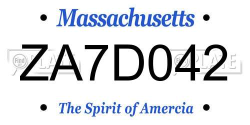 ZA7D042 Massachusetts License Plate