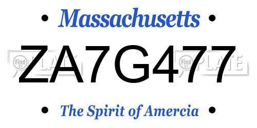 ZA7G477 Massachusetts License Plate