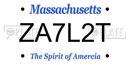 ZA7L2T Massachusetts License Plate