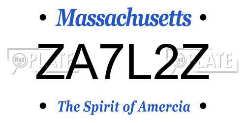 ZA7L2Z Massachusetts License Plate