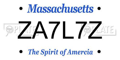 ZA7L7Z Massachusetts License Plate