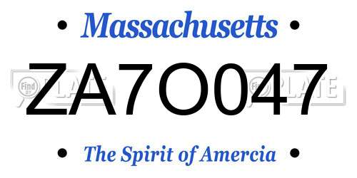 ZA7O047 Massachusetts License Plate