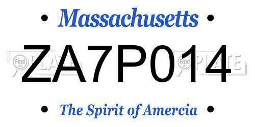 ZA7P014 Massachusetts License Plate