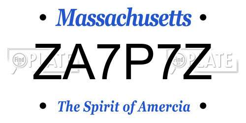 ZA7P7Z Massachusetts License Plate