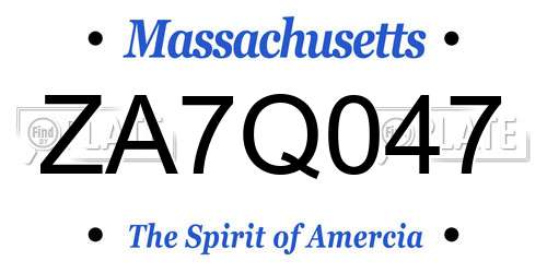 ZA7Q047 Massachusetts License Plate