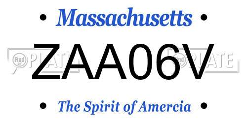 ZAA06V Massachusetts License Plate