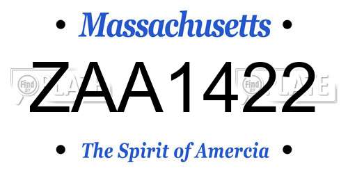 ZAA1422 Massachusetts License Plate