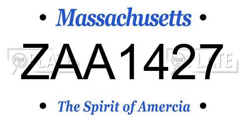 ZAA1427 Massachusetts License Plate