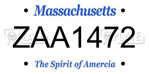 ZAA1472 Massachusetts License Plate