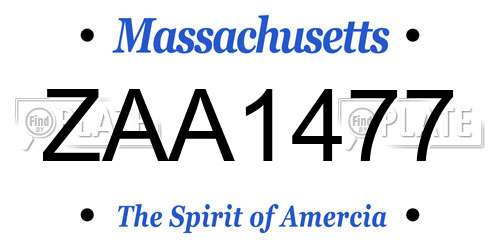 ZAA1477 Massachusetts License Plate