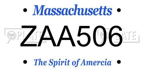 ZAA506 Massachusetts License Plate
