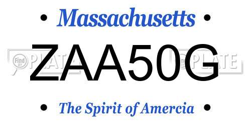 ZAA50G Massachusetts License Plate