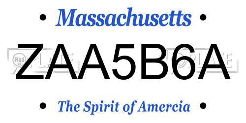 ZAA5B6A Massachusetts License Plate