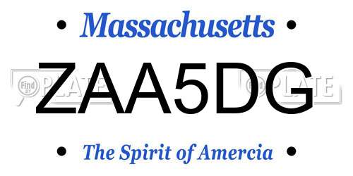 ZAA5DG Massachusetts License Plate