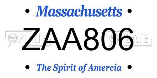 ZAA806 Massachusetts License Plate