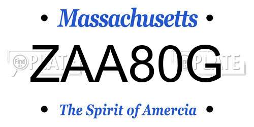 ZAA80G Massachusetts License Plate