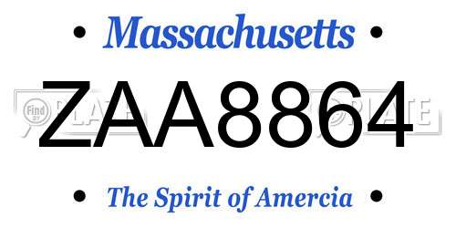 ZAA8864 Massachusetts License Plate