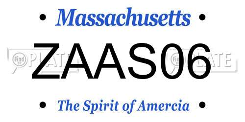 ZAAS06 Massachusetts License Plate