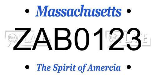 ZAB0123 Massachusetts License Plate