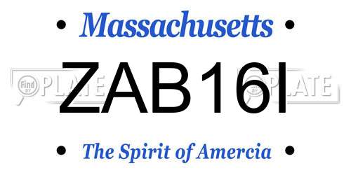 ZAB16I Massachusetts License Plate