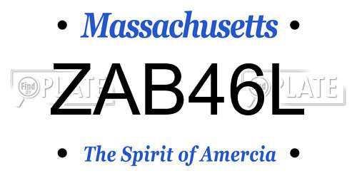 ZAB46L Massachusetts License Plate