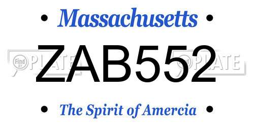 ZAB552 Massachusetts License Plate